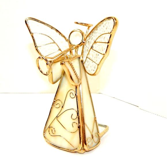 A Pair of Stained Glass Tea Light Trumpeting Angels - Picture 7 of 11